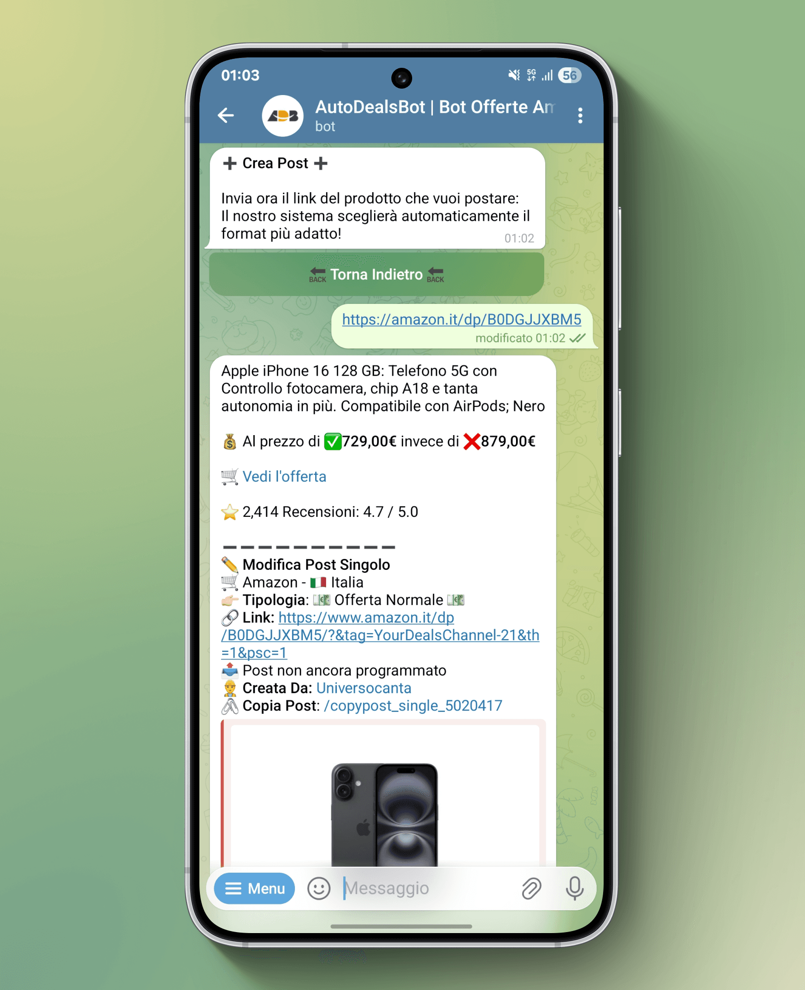 Manual AliExpress deal post on Telegram with AutoDealsBot