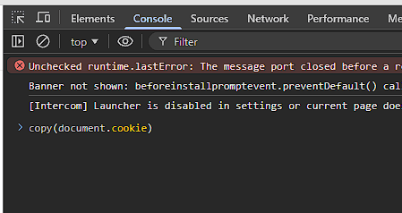 Exécuter la commande copy dans la console