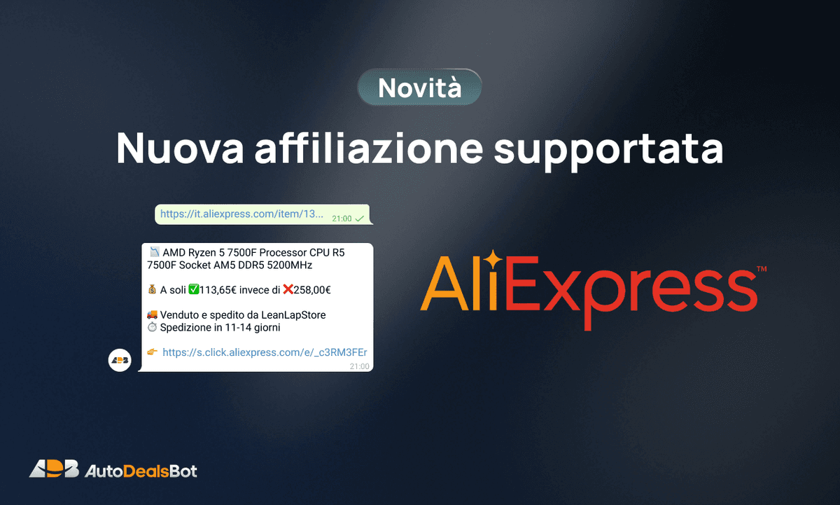 AliExpress arriva su AutoDealsBot